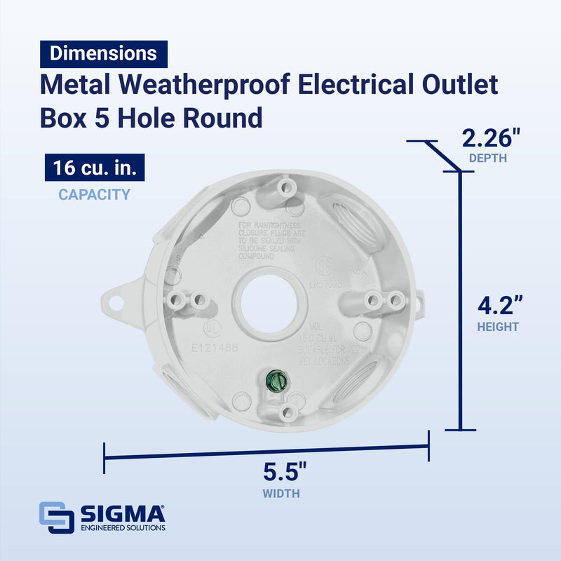 Sigma Engineered Solutions, White Sigma Electric 143854WH 1/2-Inch 5 Hole Round Box 1 Count (Pack of 1)