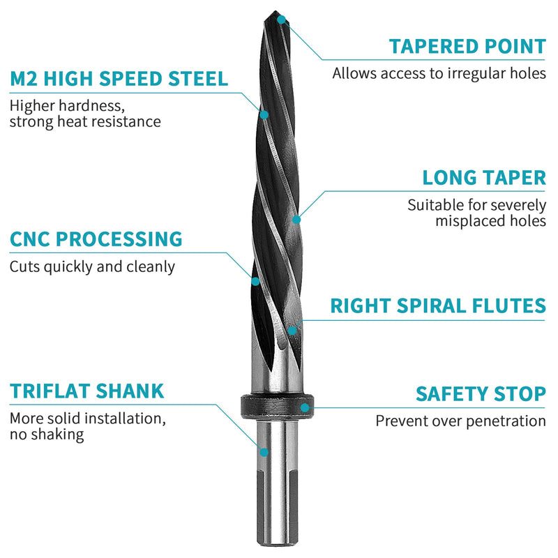 5/8" Reamer Bit for Steel Metal Wood,HSS 5/8" Tapered Reamer Drill Bit Bridge/Construction with 1/2" Shank Chuck Alloy to Align Existing Hole and Enlarge Hole 5/8" 1PCS - NewNest Australia