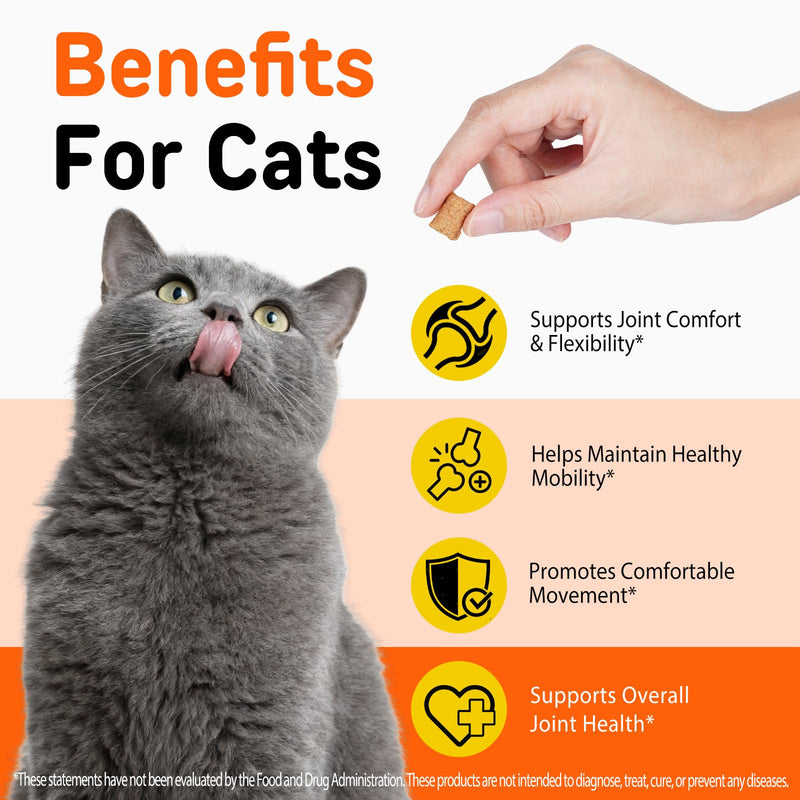 Hip & Joint Bites for Cats - Cat Joint Supplement,Chicken Flavored Glucosamine Joint Supplement for Cats - Cat Joint Supplement for HIPS & Joints, Cat Arthritis Pain Relief, with Green Lipped Mussel
