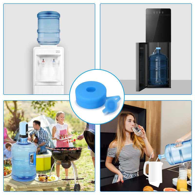 Myvision Secure Cap for Water Dispenser 3-5 Gallon Water Jug Cap Reusable, Silicone Replacement Cap, Non Spill Bottle Caps for 2.16in/55mm Bottle Water Dispenser Caps (4) 4