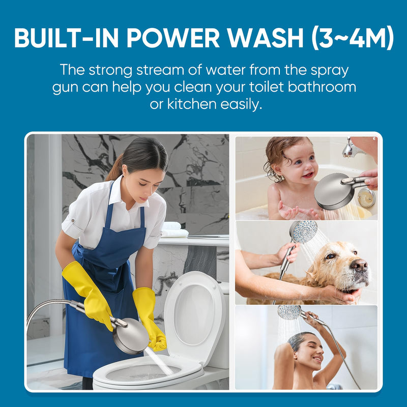 Cobbe Filtered Shower Head with Handheld, High Pressure 7-mode Showerhead with Filters for Hard Water - Remove Chlorine - Reduces Dry Itchy Skin, Patented Paddle Shift Design, Brushed Nickel Round (Built-in Power Wash) 3. Brushed Nickel