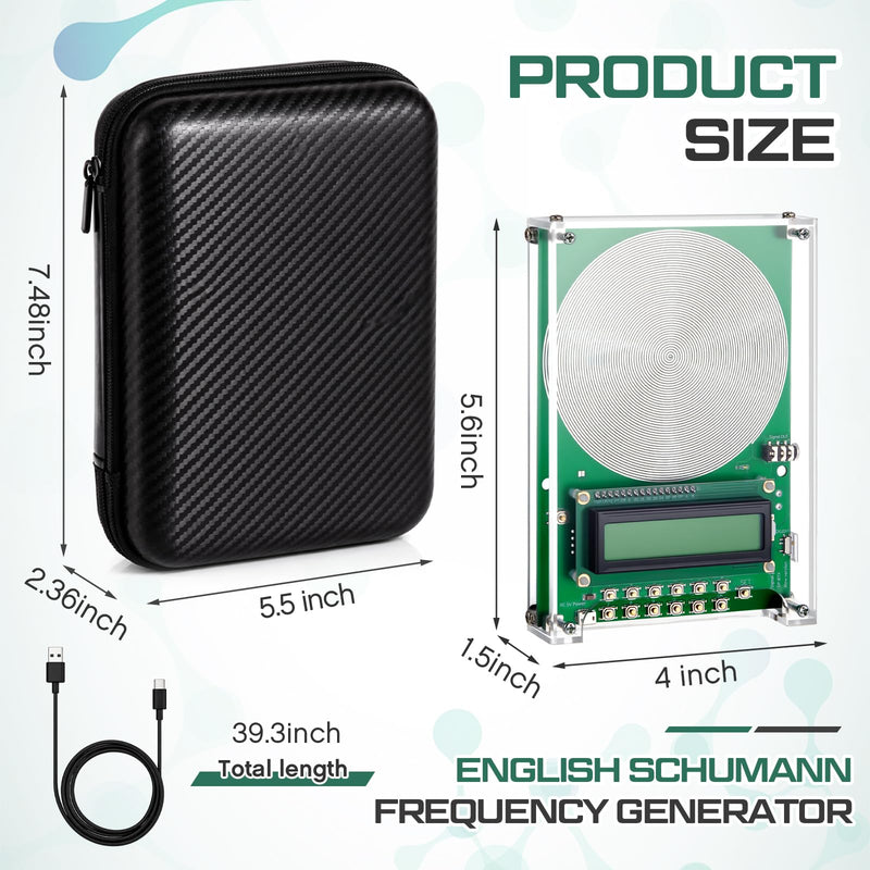 Relaxweex Adjustable Frequency Generator, Schumann Sine Wave Resonance Generator 0.1hz-100khz, Ultra Low Sound Frequency Machine with Type-C Cable, EVA Case and Acrylic Case(Green) Green