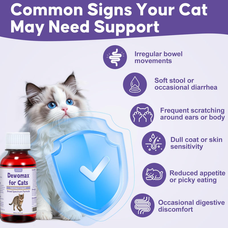 AETHER lvermect for Cat, Digestive & Gut Health Liquid, Broad Spectrum Formula for Cats & Kittens, Internal Balance Daily Wellness Support, Easy to Feed Liquid Supplement