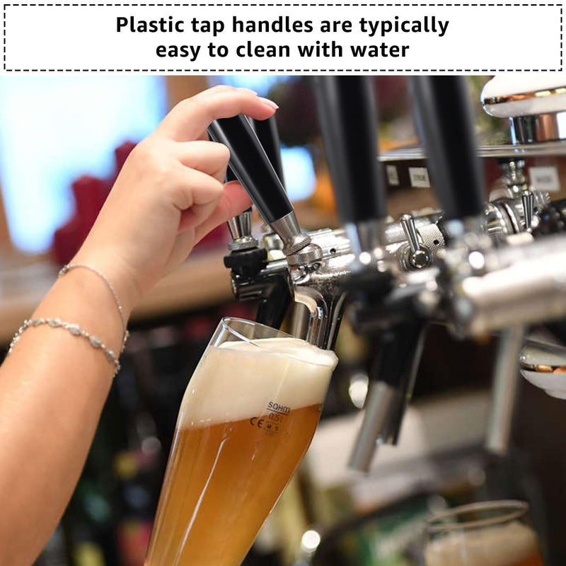 12 PCS Beer Tap Handle - Black Plastic Keg Tap Handle Short, Bar Draft Beer Kegerator Tap Faucet Handles Fit for Standard American Thread Beer Faucet 12pcs