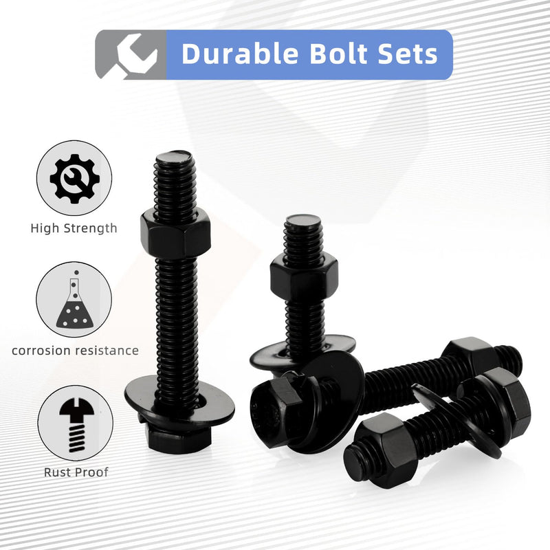 1/4-20 x 1-1/2" Hex Head Screws Bolts, Nuts, Flat & Lock Washers, Fully Threaded, Stainless Steel 18-8, Black Oxide Finish, 8 Sets 1/4-20 x 1-1/2"