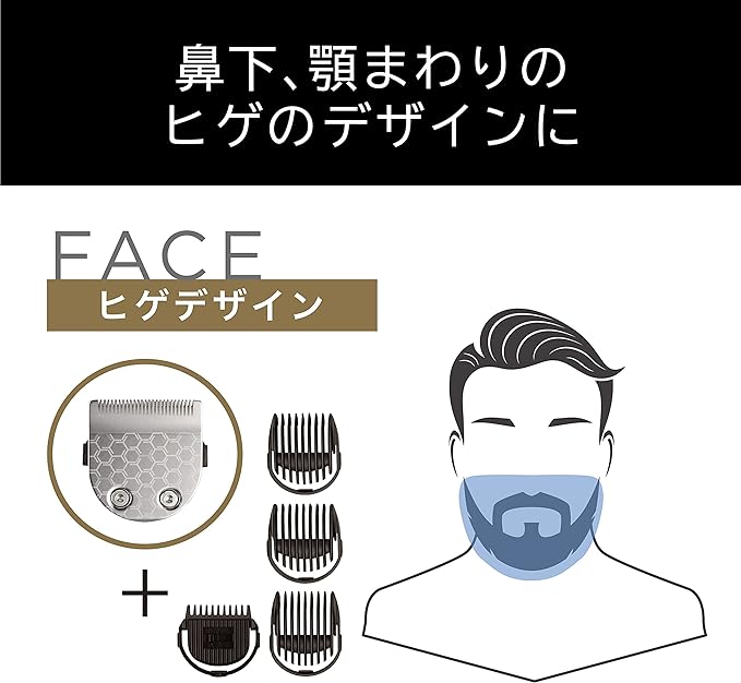 Vidal Sassoon VSM-6110/KJ Men's Grooming Kit, Beard Design, Shaving, Eyebrow Design, Nose Hair & Ear Hair Care, Body Grooming, Rechargeable, For Overseas Use, Black - NewNest Australia
