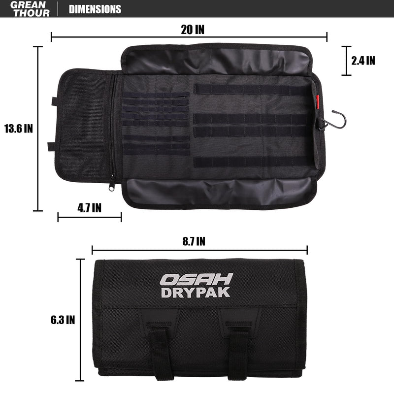 Greantour Motorcycle Tool Pack, Tool Organizer Wrench Pack, Motorcycle Small Tool Pack, Off road Bicycle Harley UTV Motorcycle Accessories (Tools Not included) - Black