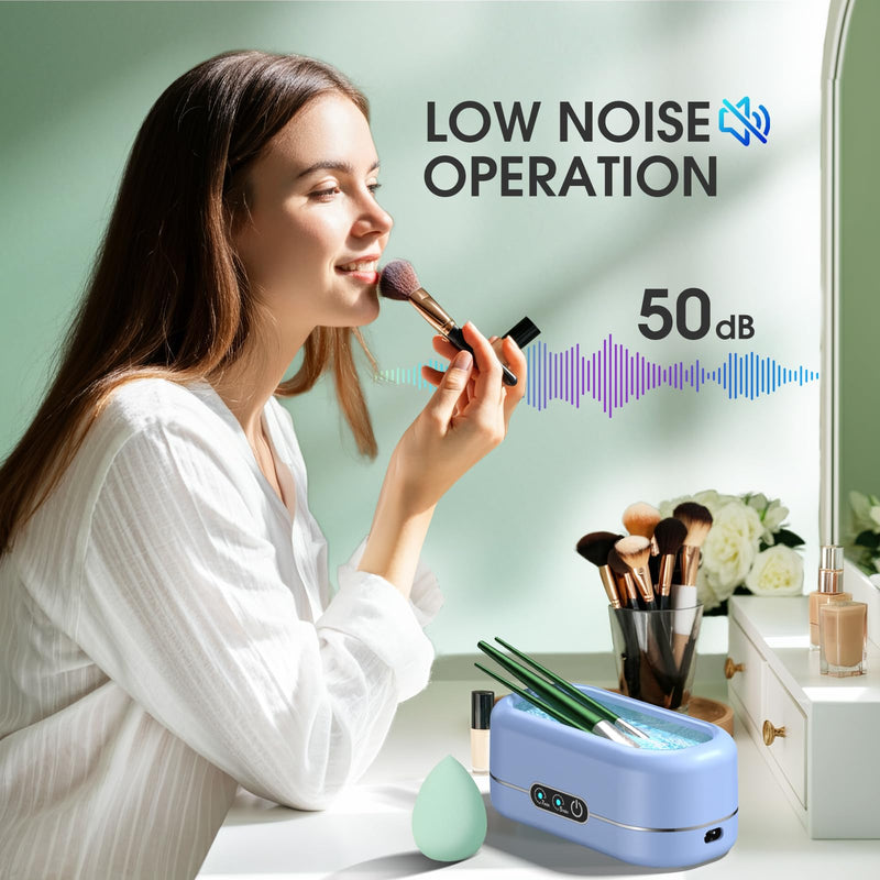 Professional Ultrasonic Jewelry Cleaner with Digital Timer,50KHz Ultrasonic Cleaner Machine with 304 Stainless Steel for Jewelry,Eyeglasses, Rings, Coin, Watch Strap, Dentures, Hygiene Items (Bule) Bule