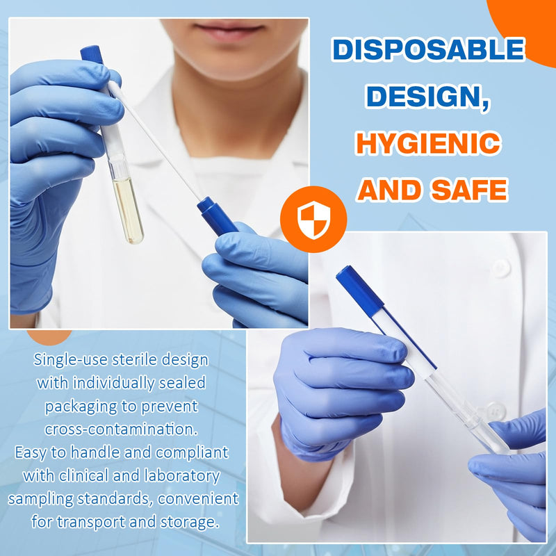 TrelaCo 50 Pcs Transport Swab with Preservation Gel, Plastic Shaft with Rayon Tip for Sample Collection and Recovery