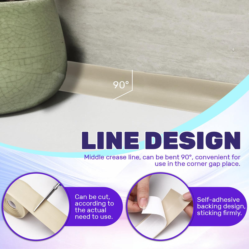 2 Rolls Caulk Tape Waterproof Self Adhesive, Toilet Caulk Strip Sealant Tape Sealing Strip for Bathroom, Kitchen, Shower, Bathtub Caulking Tape, 1.5" x 10.5Ft, Beige