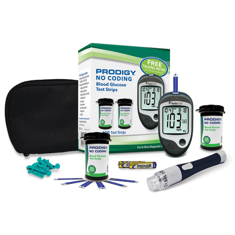 PRODIGY 100ct Test Strips with AutoCode Talking Meter Starter Kit