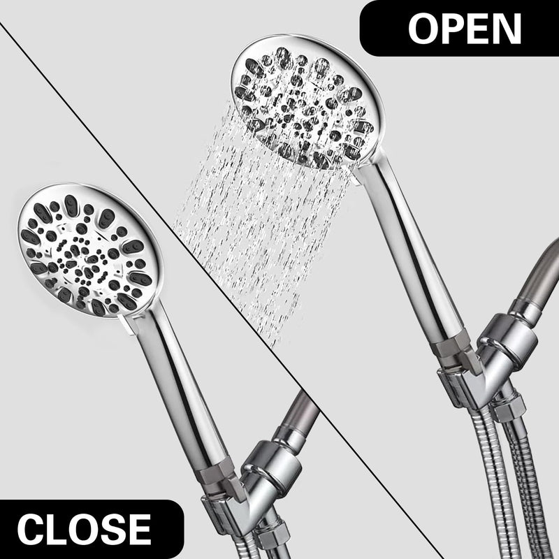 Shower Shut Off Valve, Shower Flow Control Valve,Soild Brass Flow Pressure Regulator for Handheld Shower Head G1/2 Brushed Nickel