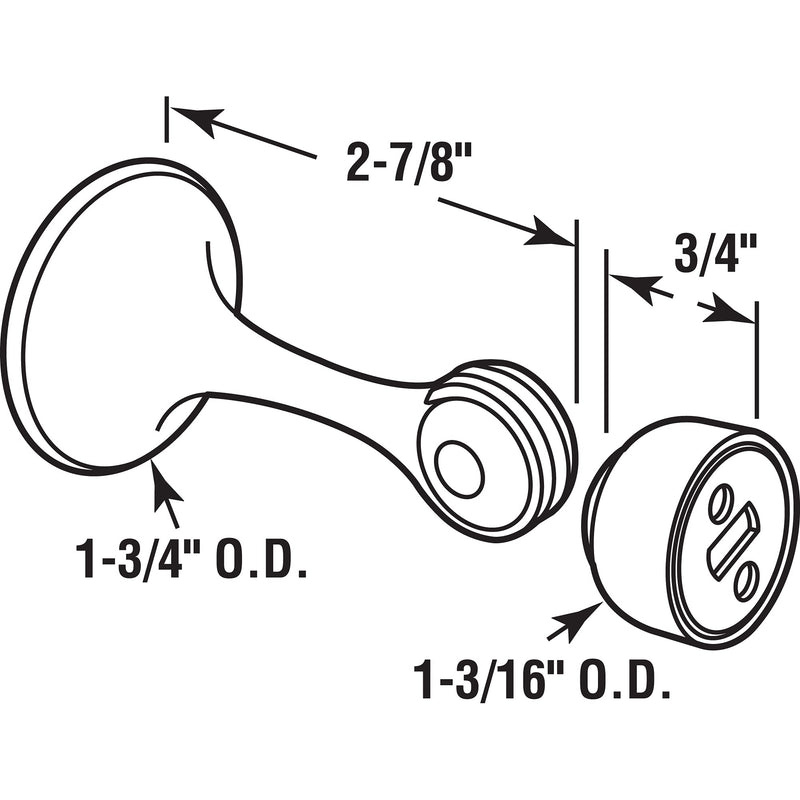 Prime-Line MP4910-1 Magnetic Door Holder, 2-7/8 In., Diecast, Satin Nickel Finish, Heavy (Single Pack)