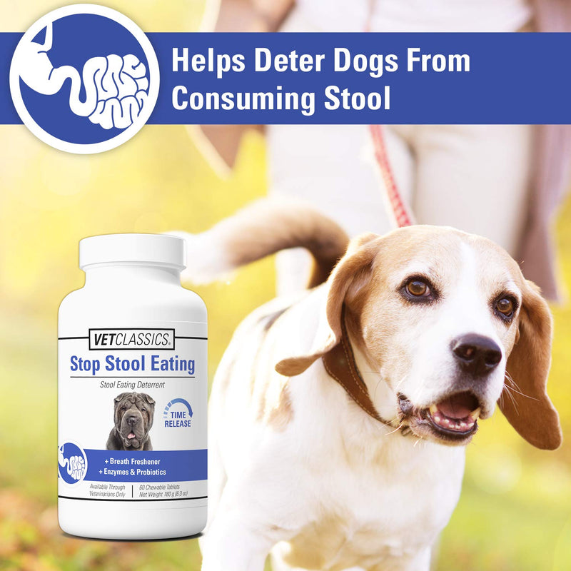 Vet Classics Stop Stool Eating Pet Health Supplement for Dogs – Dog Breath Freshener – Stops Dogs from Eating Stool – Enzymes, Probiotics 60 Chewablet Tablets - PawsPlanet Australia