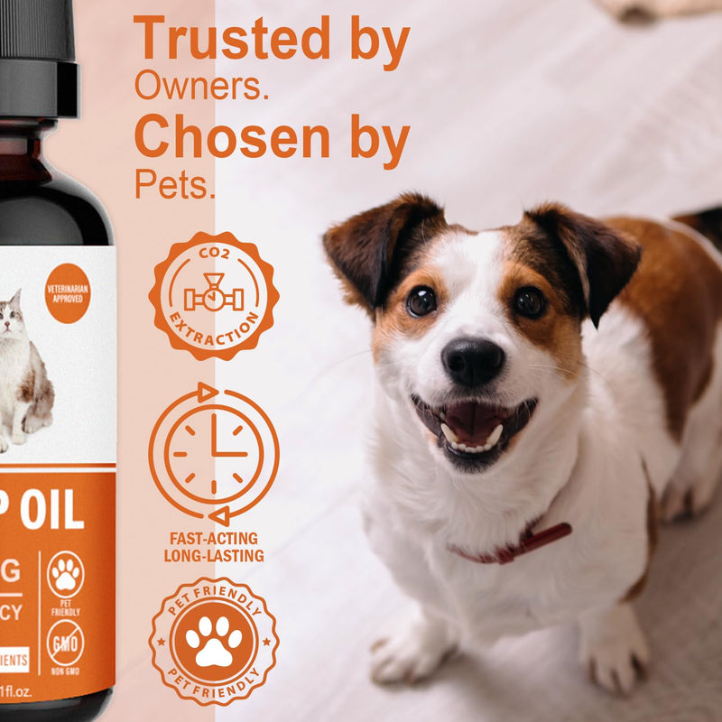 (4-Pack) Organic Hеmp Oil for Dogs and Cats - Hip and Joint Support - Skin and Coat Health - Pet Calming Drop - Omega 3-6-9 and Vitamins - Vet Approved 4-Pack