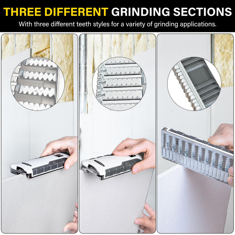 Drywall Rasp, Drywall Tools Rasp 7 inch Combination Sheetrock Tool with Bi-Directional Teeth & In-Handle Dust Collection Drywall Corner Tool Drywall Cutting Tool Drywall Fitting Tool