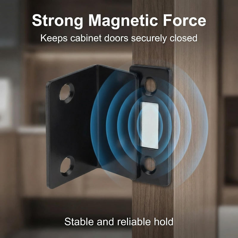 Cabinet Magnetic Catch L-Shaped 16 Pack Ultra Thin Drawer Magnet Closures | 3.3mm,Drawer Magnet Adhesive Cabinets Latch for Kitchen Wardrobe Closet Door Black