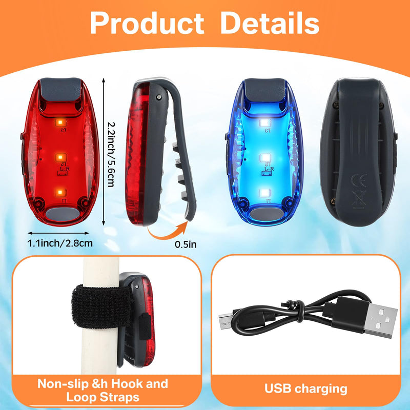 Tellegloww 16 Pcs Kayak Lights for Night Kayaking, 8 Pack USB Rechargeable Waterproof LED Red & Blue Boat Safety Warning Strobe Light with 3 Modes Easy Clip-on & 8 Emergency Whistles for Night Fishing