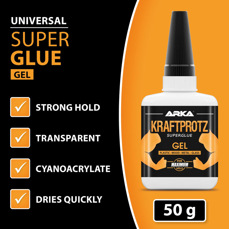 Superglue Extra Strong (1.76 fl.oz / 50 Grams) - Gel Super Glue with Anti-Drying tip - KRAFTPROTZ - Universally Applicable for bonding Plastic, Synthetic Materials, Glass, Wood, Stone GEL 1.76 Fl.Oz.