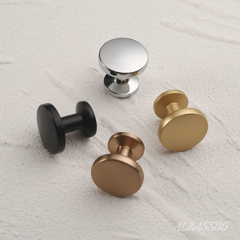 Alzassbg 10 Pack Polished Chrome Cabinet Knobs, 1.1 Inch(30mm) Diameter Round Cabinet Knob Hardware for Kitchen Dresser Drawer AL6044CP
