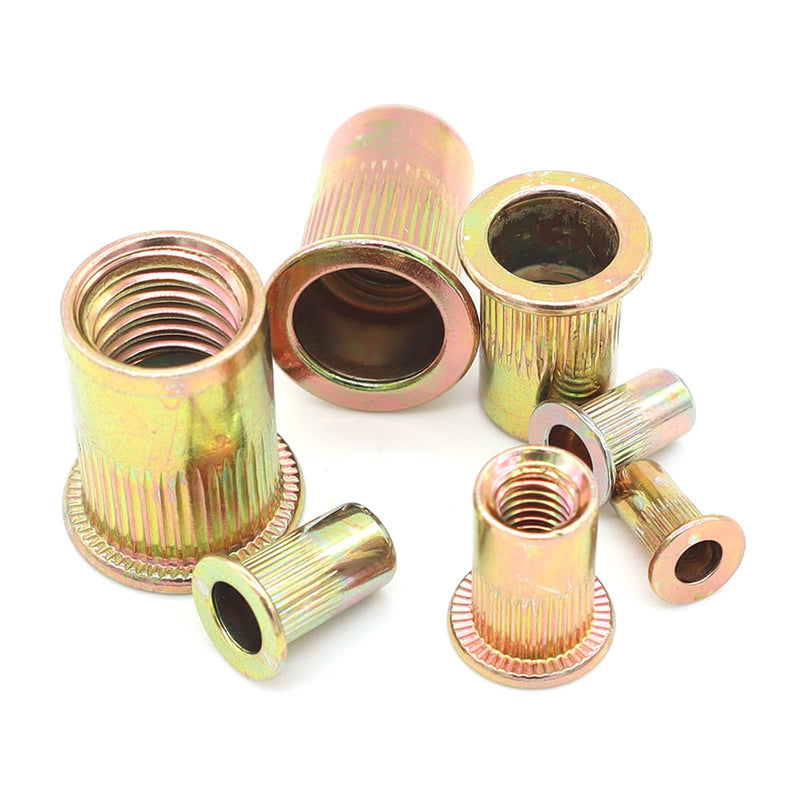 1/2"-13 Rivet Nuts Zinc Plated Carbon Steel Threaded Insert Nut Nutsert Rivnuts, 10Pcs 1/2"-13 Yellow