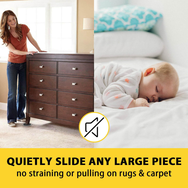 Furniture Sliders for Carpet, Reusable Heavy-Duty Furniture Gliders Movers Plastic Moving Pads for Large Heavy Furniture Hardwood Floors Protectors (8 PCS 3 1/2" Beige) 8 PCS 3 1/2" Beige