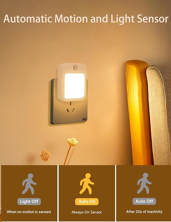 L LOHAS LED Night Lights Plug into Wall 2-Pack, 0.3W Plug in Night Light, Dusk to Dawn, 3000K Soft White, Bright Nightlight Auto-On/Off, for Adults Kids Room Bedroom Bathroom Hallway Kitchen, Non-Dim - NewNest Australia