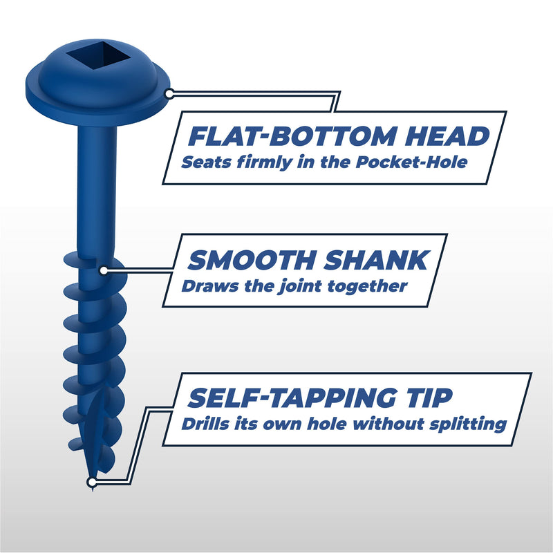 Kreg SML-C250B-50 Blue Kote Pocket Screws, 2 1/2-Inch, Coarse Thread, Maxi-Loc Head (50 Count) - NewNest Australia