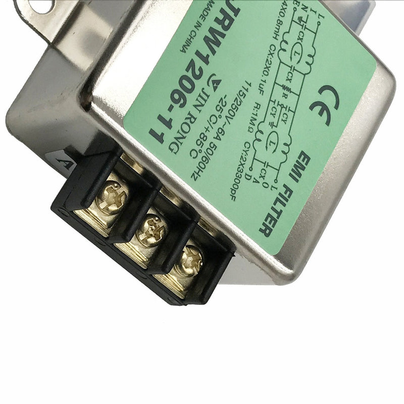Noise Suppressor Power EMI Filter Termianl Single-Phase Line-Conditioner JIN RONG AC 115/250V 6 Amp JRW1206-11