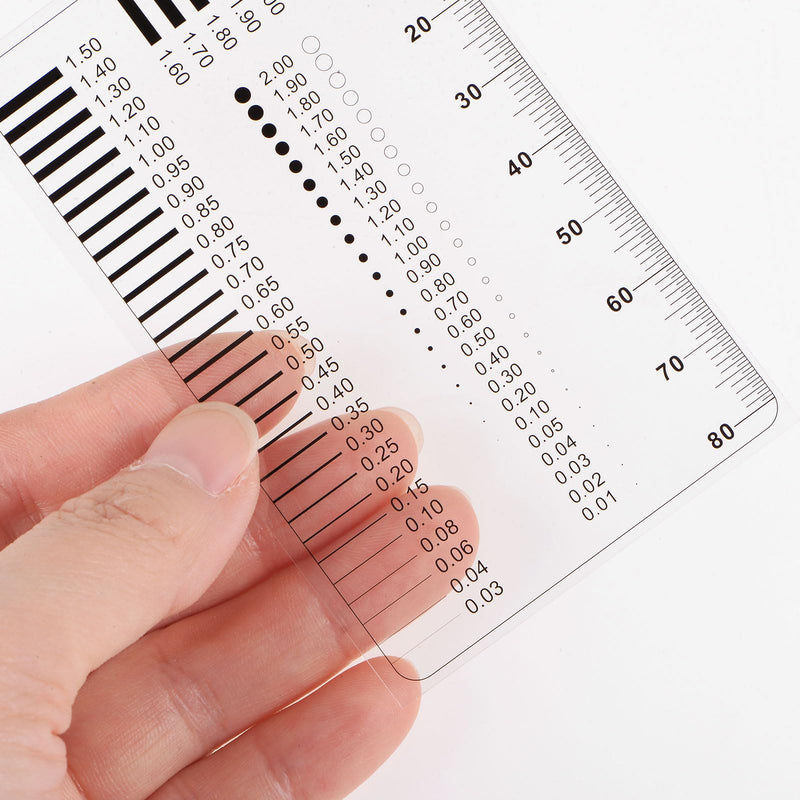HARFINGTON 5pcs High Precision SEC Size Estimation Chart 80mm Covered Transparency Flaw Detection Film Ruler for Diameter and Line Width Defects Measuring 5