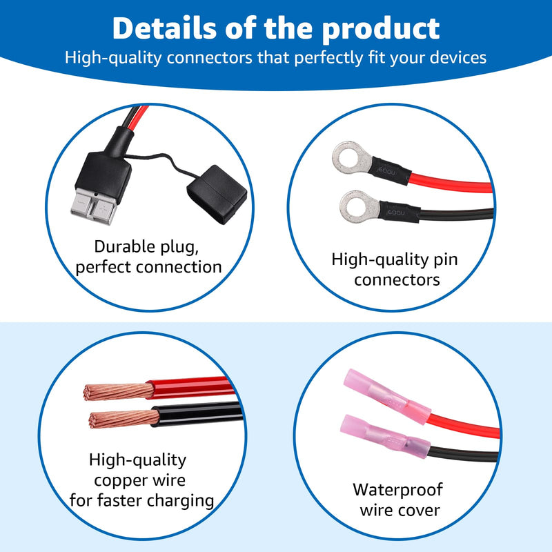 Trolling Motor Quick Disconnect Plug for Trolling Motor Quick Connect | 12V/24V Marine Battery Trolling Battery Quick Plug, 8-Gauge Marine Grade Quick Connectors Wire