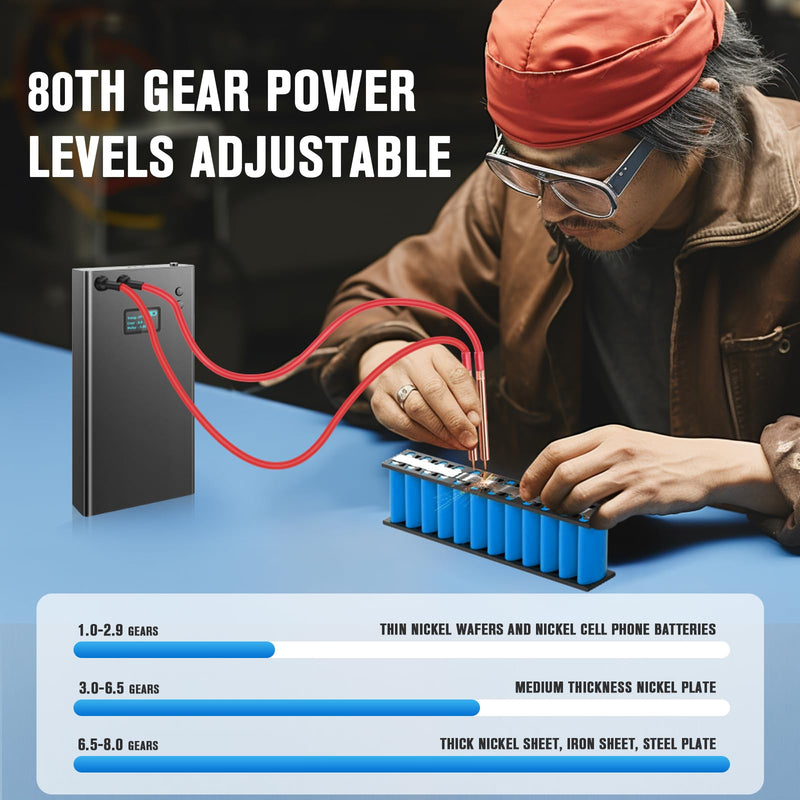 Battery Spot Welder Kit, 7500mA-h 80 Adjustable Power Levels Mini Spot Welding Machine with LCD Color Screen