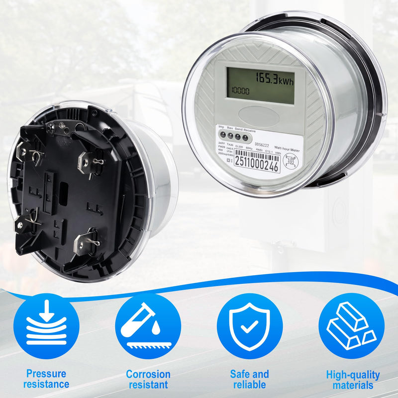240 V 2-Wire Digital KWH Meter – High-Precision LCD Watt Meter for RV/Home/Workshop – Energy Usage Monitoring, ANSI C12.1 Compliant, Easy Install, Supports up to 200A TA30
