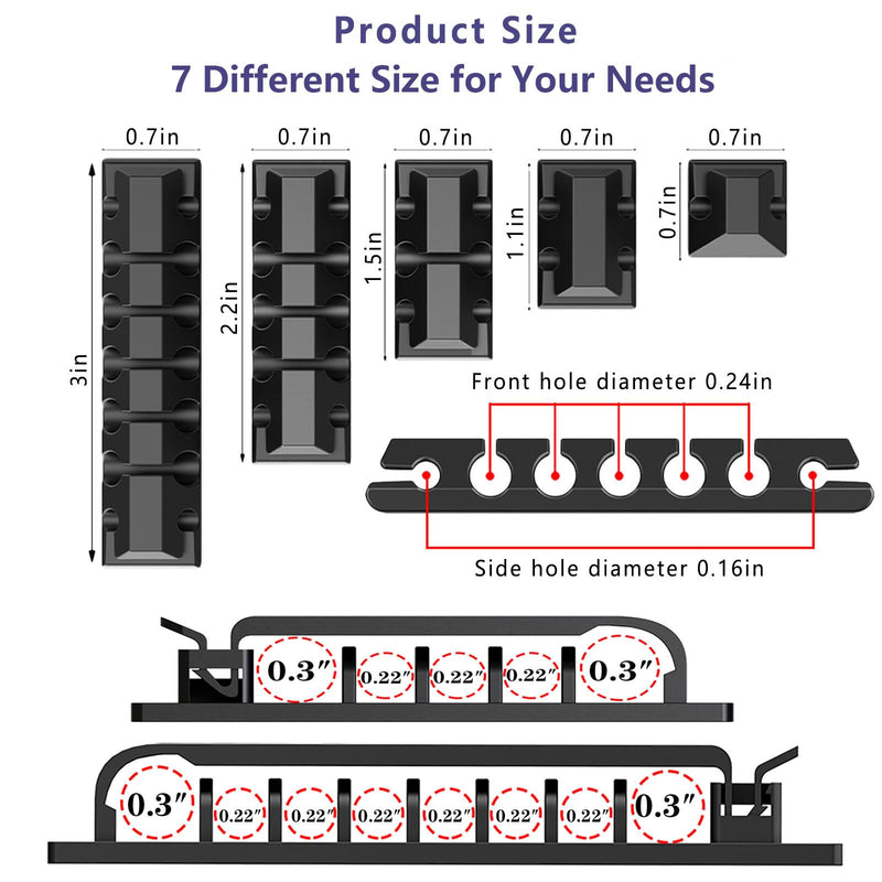 ELII 327 PCS Cable Management Kit 4 Cable Cable Sleeves,65 Cable Clips with 13Cord Holders,25 Roll Cable Organizer Straps,200 Fastening Cable Ties,20 Cable Zip Tie Mounts for Computer (Black) Black