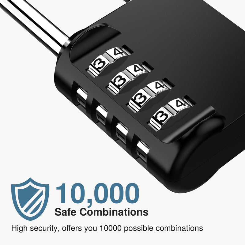 Puroma 10 Pack 2.6 Inch Long Shackle Combination Lock 4 Digit Outdoor Waterproof Padlock for Hasp Locker Lock, Sports Locker, Fence, Gate, Toolbox, Case, Hasp Storage, Cabinets (Black) Black