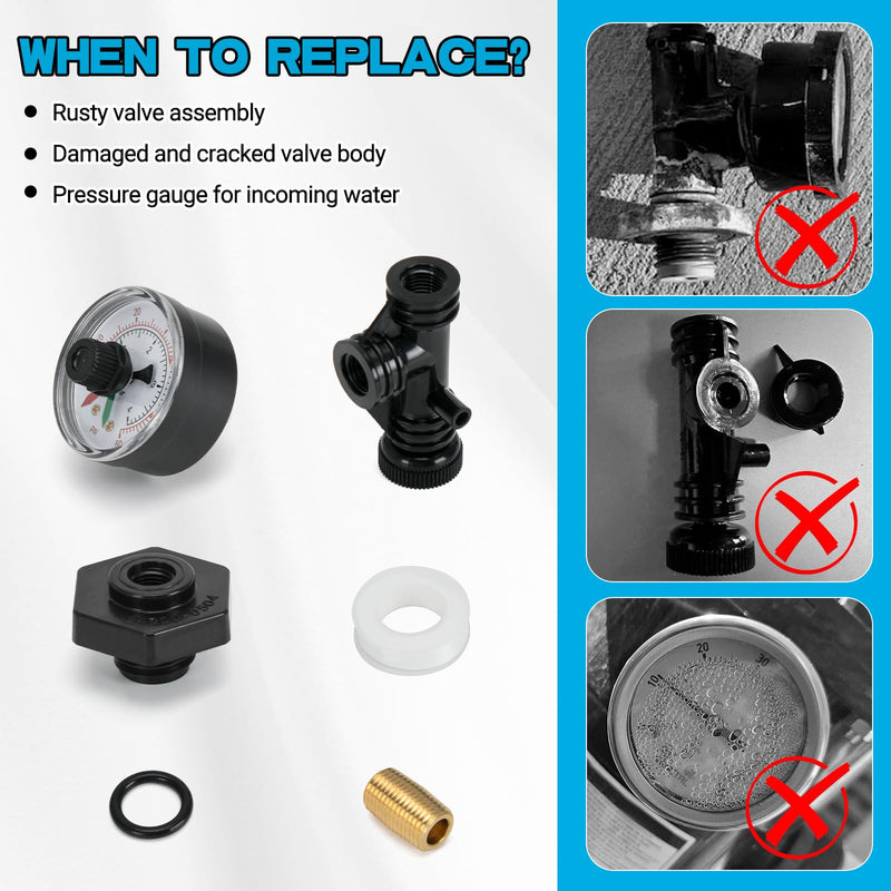 24850-0105 Air Relief Valve & Gauge Assembly Replacement for Select Sta-Rite Pool and Spa Filters