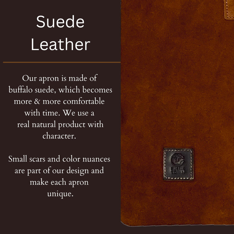 RUSTIC TOWN Leather Grill Work Apron with Tool Pockets ~ Adjustable up to XXL for Men & Women ~ Leather Tool Apron Tan
