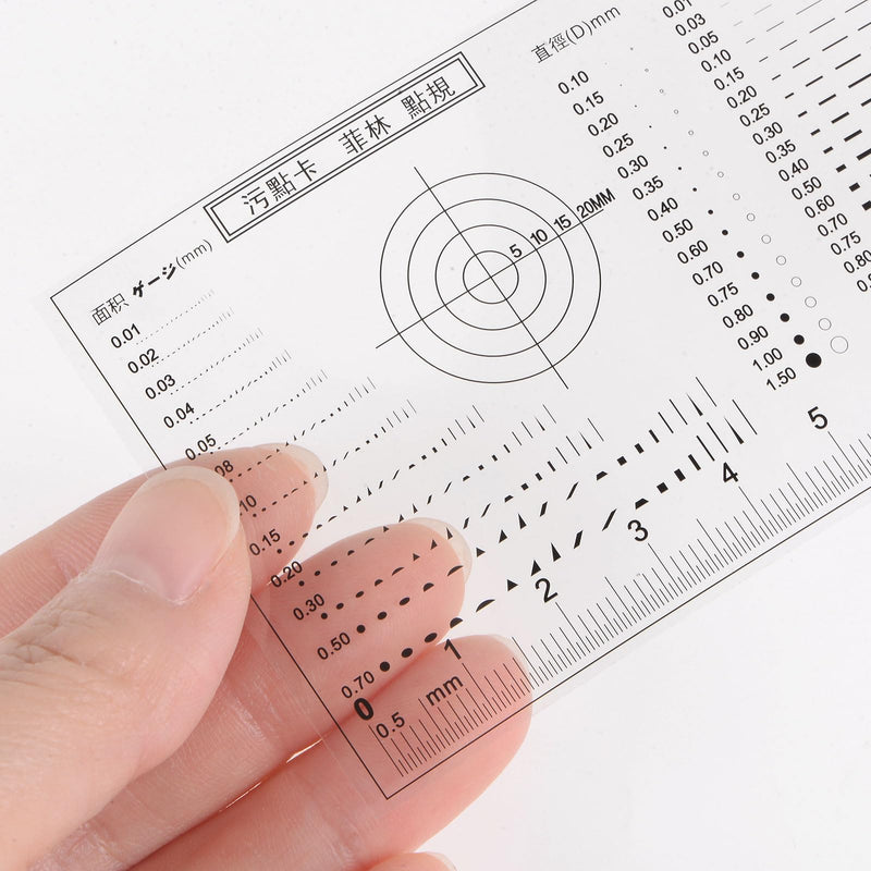 HARFINGTON High Precision SEC Size Estimation Chart 8cm 0.2mm Transparency Flaw Detection Film Ruler for Diameter Area and Line Width Defects Measuring