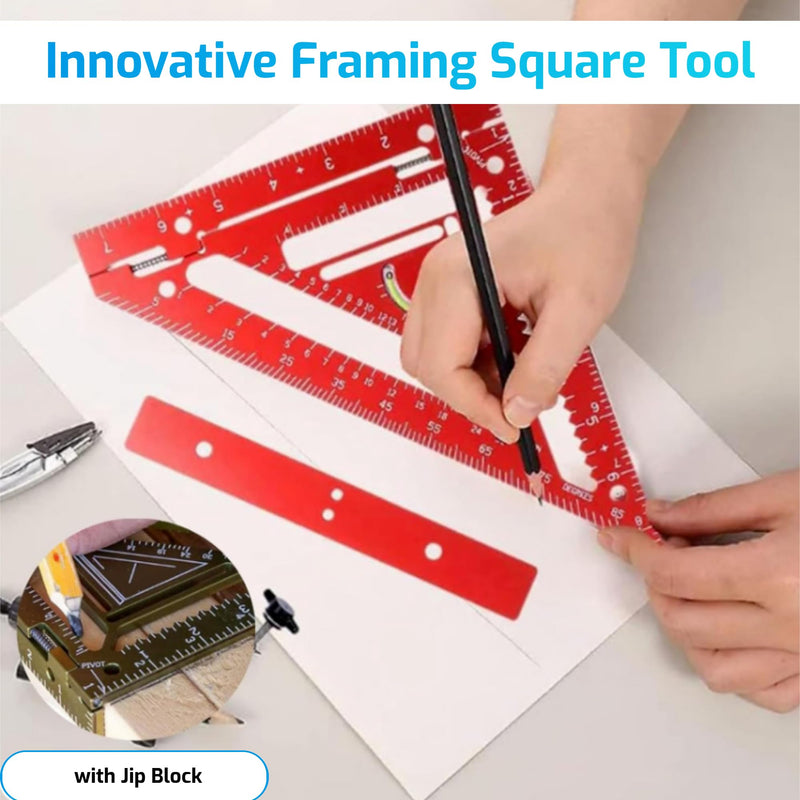 Rafter Square Tool, Carpenter Measuring Layout Tool, Aluminum Alloy Triangle Ruler Protractor for Carpenters and Architects