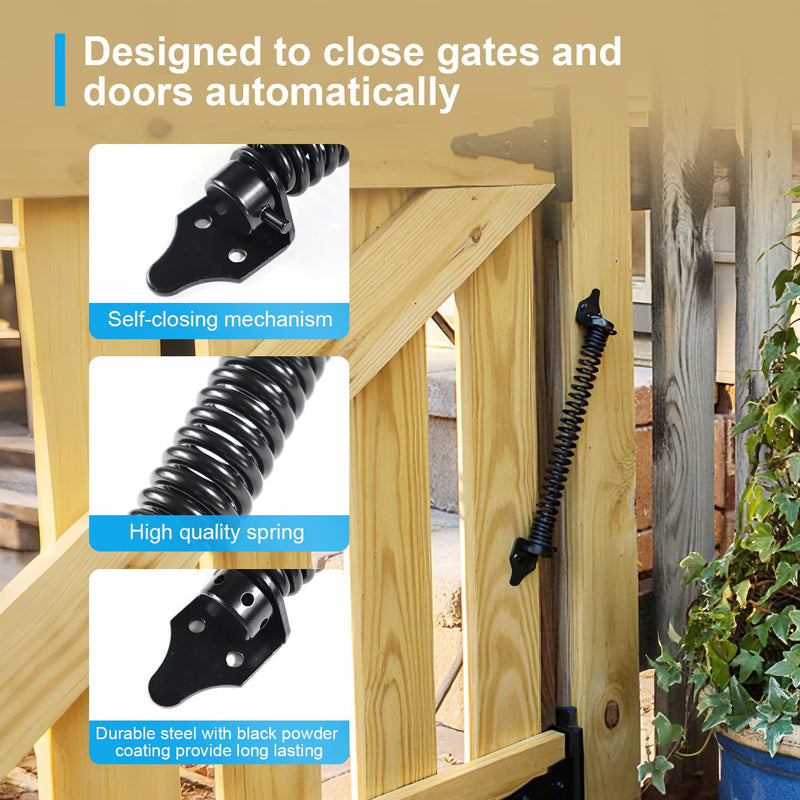 Gate Springs Self Closing Heavy Duty 14in Outdoor Gates Adjustable Tensioner Automatic Gate Closure - 1pack