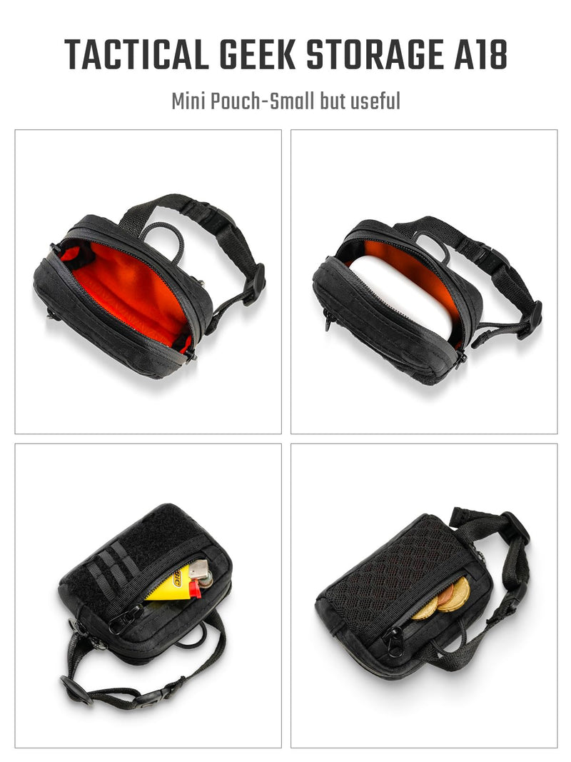 TACTICAL_GEEK Storage A18 Compact Wireless Headset Pack with Quick-Release Buckle, Mini Coin Purse
