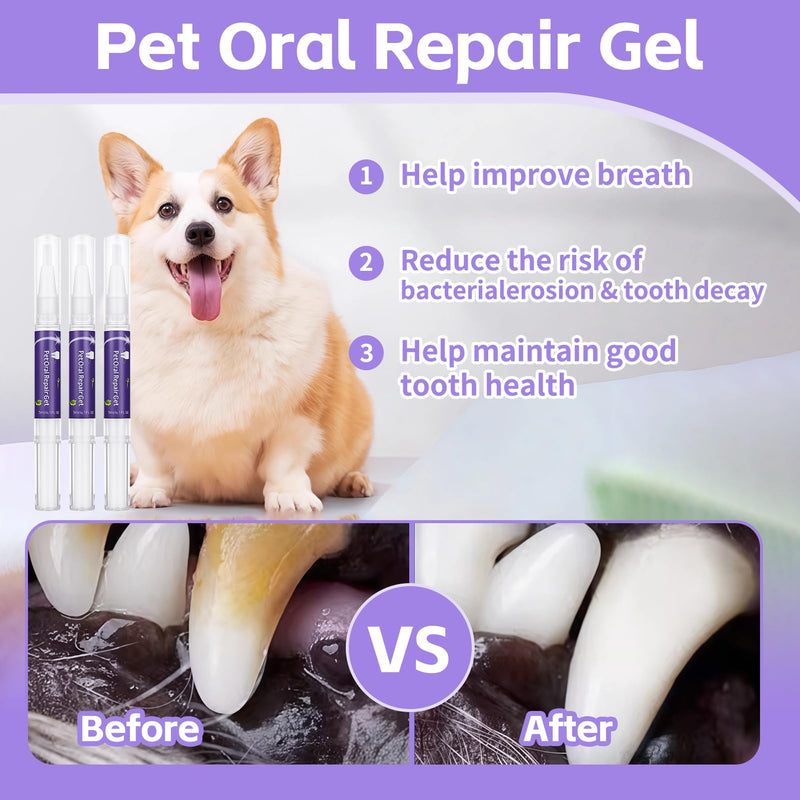 6Pcs Pet Oral Repair Gel for Dog, Pet Teeth Care Gel Cleaner Tooth and Fresher Breath, New Pet Oral Restoration Whitening Gels, Without Brushing
