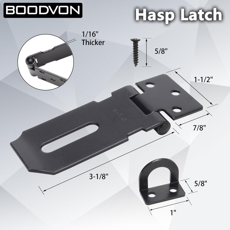 Door Lock Hasp Latch, Iron Safety Packlock Clasp Hasp Lock Latch, Extra Thick Gate Lock Hasp with Screws Brushed Finish 1 Pack(3 Inch) 3 Inch
