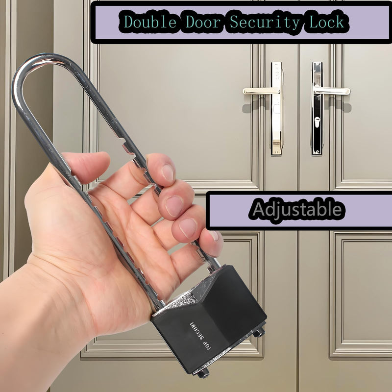 Double Door Security Lock for French Doors | French Door Locks & Double Door Locks | Reinforced Lock with Knob & Handle | Prevent Kicking in | French Door Security
