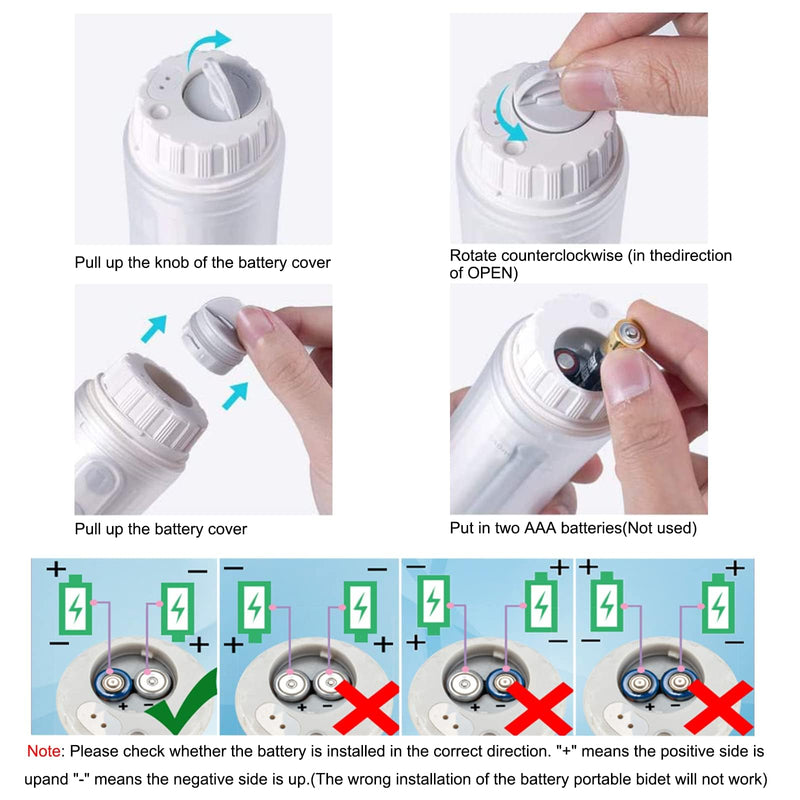 Portable Bidet Handheld Travel Bidet Mini Mobile Electric Bidet Sprayer Toilet Paper Substitutes for Personal Hygiene Cleaning/Soothing Postpartum Care/perineal & Hemmoroid Nursing White