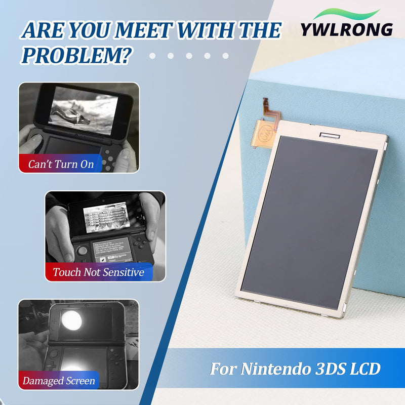 for Nintendo 3DS Bottom LCD Display and Touch Screen Replacement for Nintendo 3DS Screen Digitizer Glass Repair Assembly Accessories Part with Repair Tools