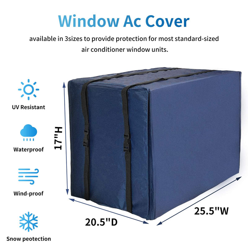 Air Conditioner Cover,Outdoor Air Conditioner Covers Window Dust-Proof Waterproof Winter AC Cover for Outside Units (25.5"W x 17"H x 20.5"D) blue 25.5"W x 20.5"D x 17"H