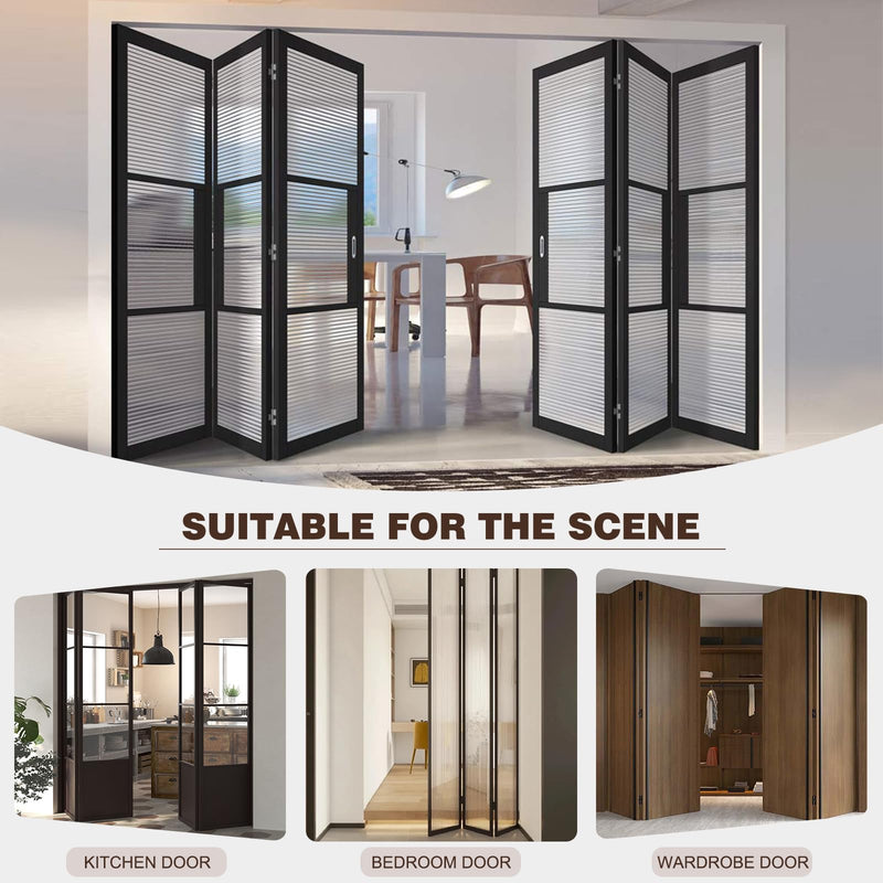 6 Pack Bifold Door Hardware, Folding Closet Doors Repair Kit, Bi Fold Closets Kits with Top and Bottom Bracket, Guide Wheel & Pivot, Fits 7/8" to 1" Track 6 Pack Sliver