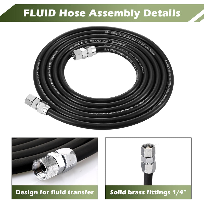 Frienda 2 Pcs 12 ft Air and Fluid Hose Assembly Set with Fittings
