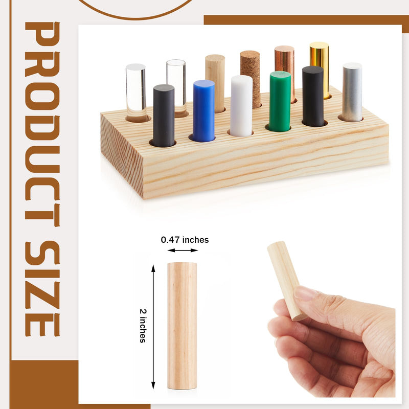 Yinkin 12 Pcs Cylindrical Bars Density ID Set, Hardwood, Softwood, Aluminum, Red Copper, Brass, Rubber, Pom, Nylon, PVC, Glass, Acrylic, PTFE with Block, for Density, Electrostatic Friction Experiment